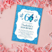 Invitation Parties scintillant bleue mignon pétillant 6e anni