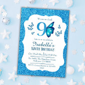 Invitation Parties scintillant bleue mignon pétillant 9e anni