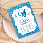 Invitation Parties scintillant bleue mignon pétillant 9e anni