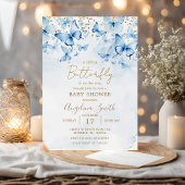 Invitation Parties scintillant Bleue Papillon Baby shower Inv