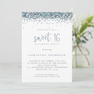 Invitation Parties scintillant bleue Peacock tendance Sweet 1
