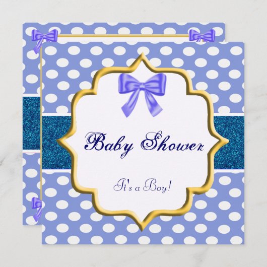Invitation Parties scintillant bleue Pointe Baby shower Invit (Devant / Derrière)