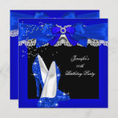 Invitation Parties scintillant Bleue Royale Chaussure haute t (Devant / Derrière)