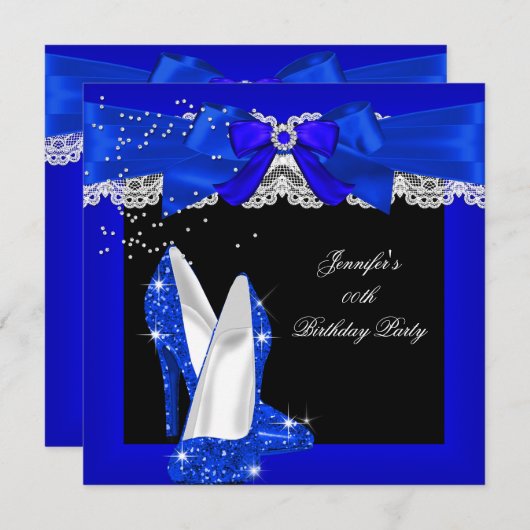 Invitation Parties scintillant Bleue Royale Chaussure haute t (Devant / Derrière)