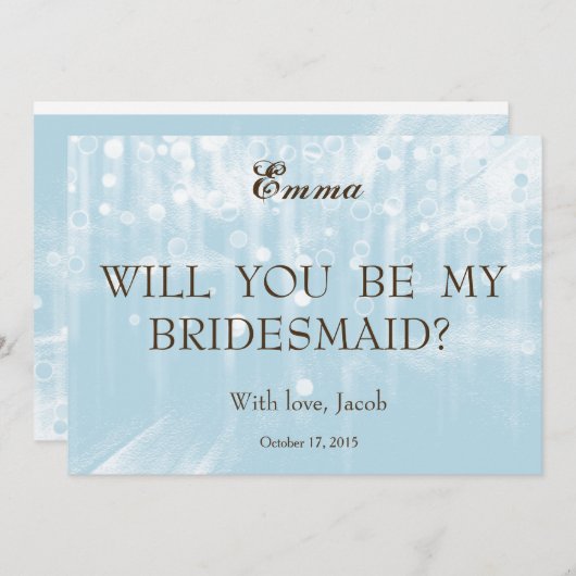 Invitation Parties scintillant Bleue Serez-Vous Mon Invitatio (Devant / Derrière)