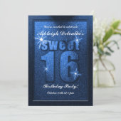 Invitation Parties scintillant bleue Sweet 16 Anniversaire In (Debout devant)