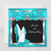 Invitation Parties scintillant bleue turquoise haute talon Si (Devant)