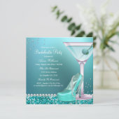 Invitation Parties scintillant bleue turquoise Pearl Bachelor (Debout devant)
