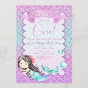 Invitation Parties scintillant bleue violette Mermaid Premier