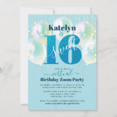 Invitation Parties scintillant bleue virtuelle Sweet 16 Ballo (Devant)