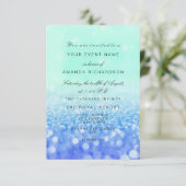 Invitation Parties scintillant Blu Anniversaire Florale Sur L (Debout devant)