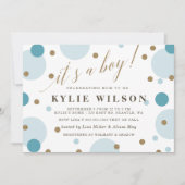 Invitation Parties scintillant Blue Confetti C'est un Baby sh (Devant)