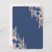 Invitation Parties scintillant Blue Flowers Rose Gold 50e ann (Dos)