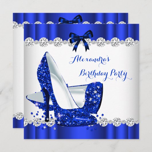 Invitation Parties scintillant Blue Glamor High Heures Annive (Devant / Derrière)