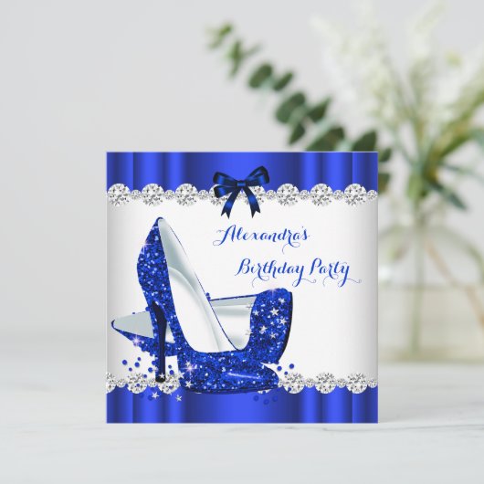 Invitation Parties scintillant Blue Glamor High Heures Annive (Debout devant)