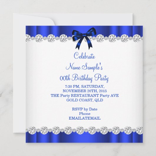 Invitation Parties scintillant Blue Glamor High Heures Annive (Dos)