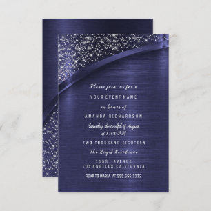 Invitation Parties scintillant Blue Navy Fête des mariées Ann