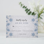 Invitation Parties scintillant Blue Snowflakes mariage hiver  (Debout devant)