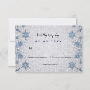 Invitation Parties scintillant Blue Snowflakes mariage hiver 