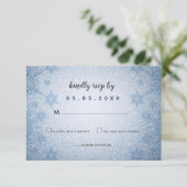Invitation Parties scintillant Blue Snowflakes mariage hiver (Debout devant)