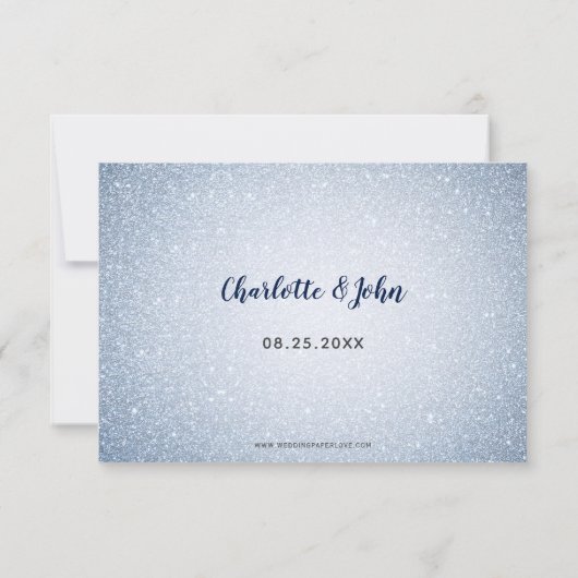 Invitation Parties scintillant Blue Snowflakes mariage hiver (Dos)