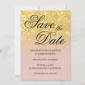Invitation Parties scintillant Blush et Gold Ombre Enregistre (Devant)