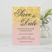 Invitation Parties scintillant Blush et Gold Ombre Enregistre (Debout devant)