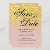 Invitation Parties scintillant Blush et Gold Ombre Enregistre (Devant / Derrière)