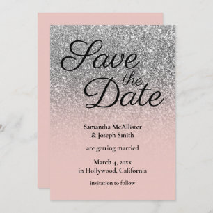 Invitation Parties scintillant Blush Silver Ombre Enregistrer