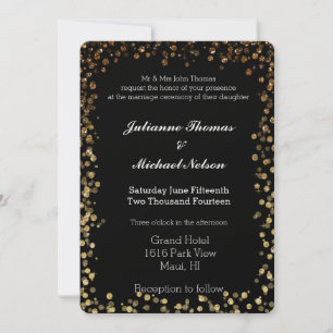 Invitation Parties scintillant Bokeh de Black et Gold Mariage