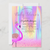 Invitation Parties scintillant Bokeh, Flamant rose, Holograph (Devant)