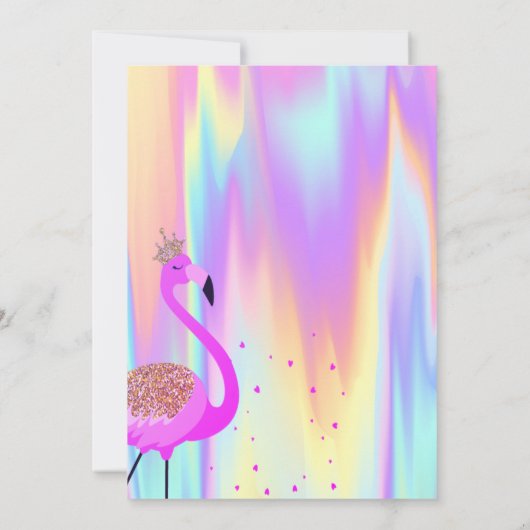 Invitation Parties scintillant Bokeh, Flamant rose, Holograph (Dos)