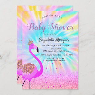 Invitation Parties scintillant Bokeh, Flamant rose, Ombre Tie
