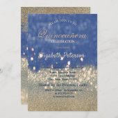 Invitation Parties scintillant Bokeh Gold Diamonds Quinceañer (Devant / Derrière)