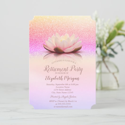 Invitation Parties scintillant Bokeh Ombre Lotus Retraite (Debout devant)