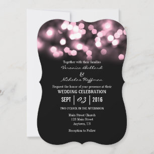Invitation Parties scintillant Bokeh Rose Noir Lumières Maria