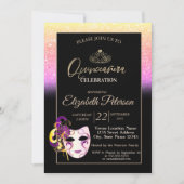 Invitation Parties scintillant Bokeh, Tiara, Masquerade Quinc (Devant)