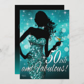 Invitation Parties scintillant Bombshell Étincelle 50 ish Ann (Devant / Derrière)