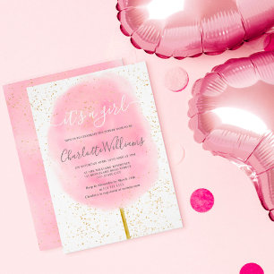 Invitation Parties scintillant bonbon de coton baby shower d'