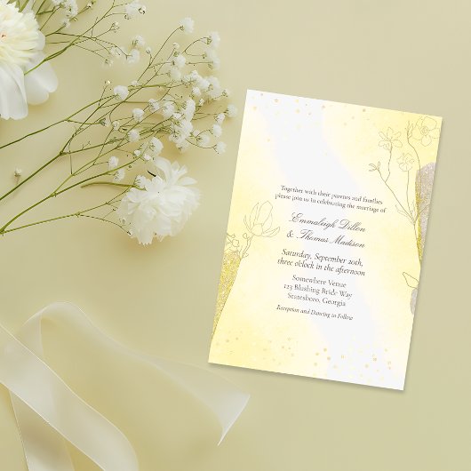 Invitation Parties scintillant Botanique radiant Mariage jaun