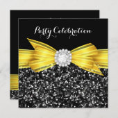 Invitation Parties scintillant Bow Jaune Black Diamond Partie (Devant / Derrière)