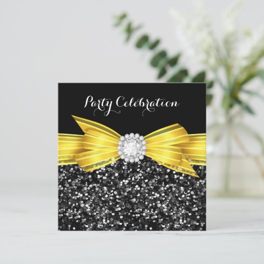 Invitation Parties scintillant Bow Jaune Black Diamond Partie (Debout devant)