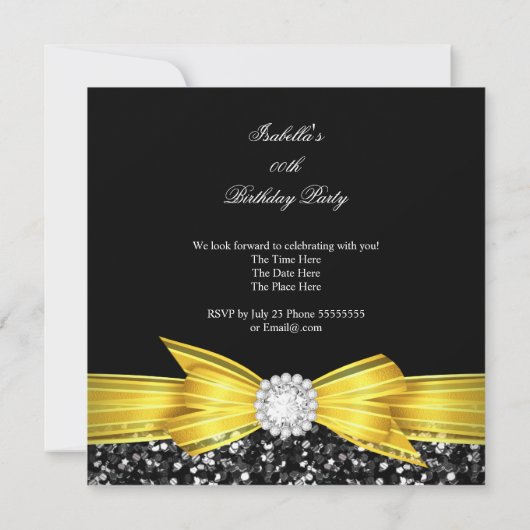 Invitation Parties scintillant Bow Jaune Black Diamond Partie (Dos)