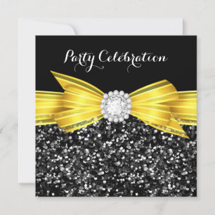 Invitation Parties scintillant Bow Jaune Black Diamond Partie