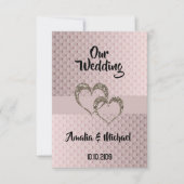 Invitation Parties scintillant brillant paillette deux coeurs (Devant)