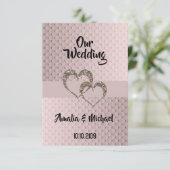 Invitation Parties scintillant brillant paillette deux coeurs (Debout devant)