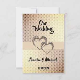 Invitation Parties scintillant brillant paillette deux coeurs