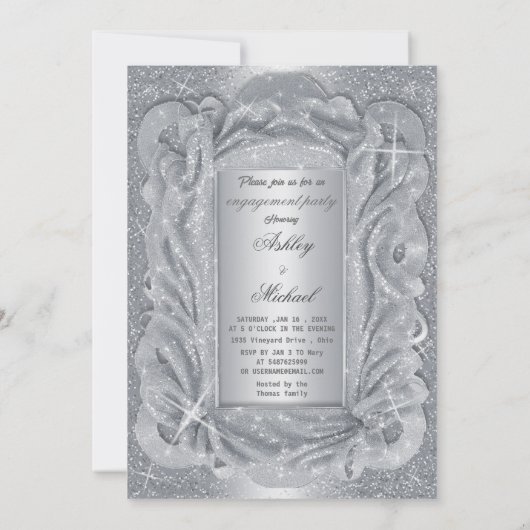 Invitation parties scintillant brillante en mousseline d'arge (Dos)