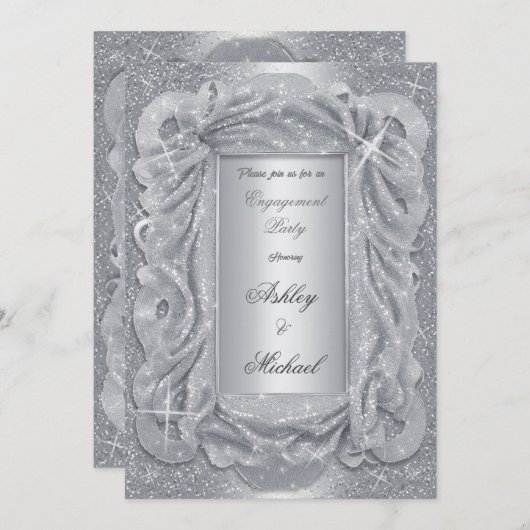 Invitation parties scintillant brillante en mousseline d'arge (Devant / Derrière)