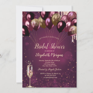 Invitation Parties scintillant Burgundy Ballons Fête des mar